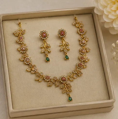 Avani Antique Floral Stone Choker Set